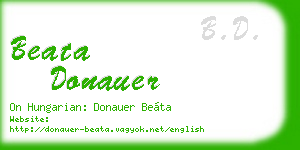 beata donauer business card